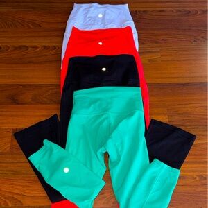 Lululemon Leggings Bundle Align & Wunder Train 
Kid 14/16 Green Red Blue Black